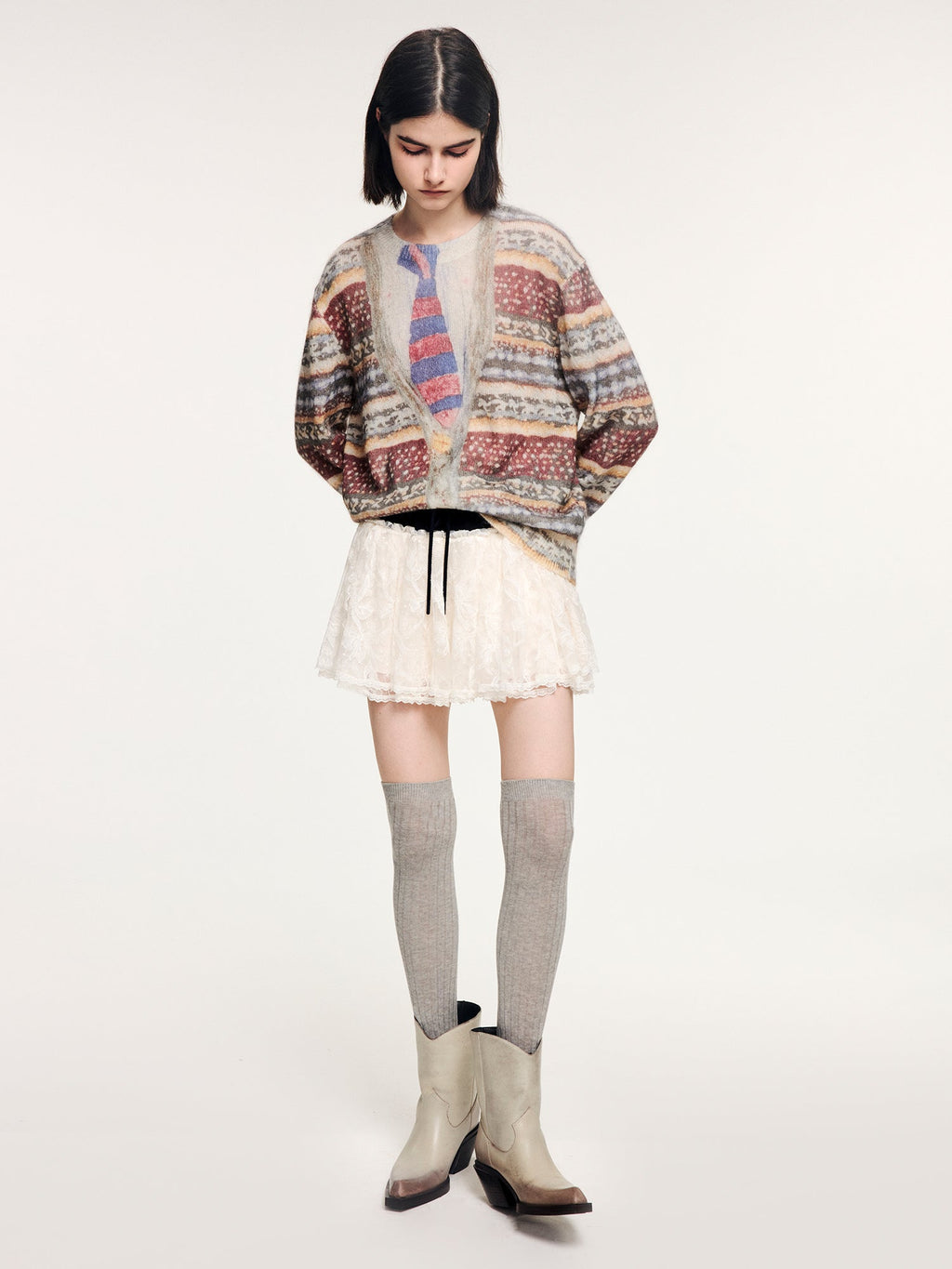 Paneled short skirt