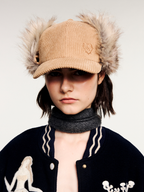 Faux fur panelled Lei Feng-style cap