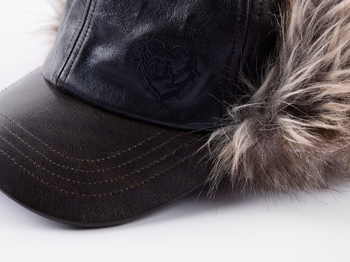 Faux fur panelled Lei Feng-style cap