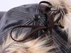 Faux fur panelled Lei Feng-style cap