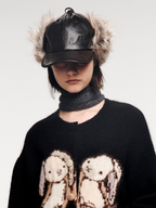Faux fur panelled Lei Feng-style cap
