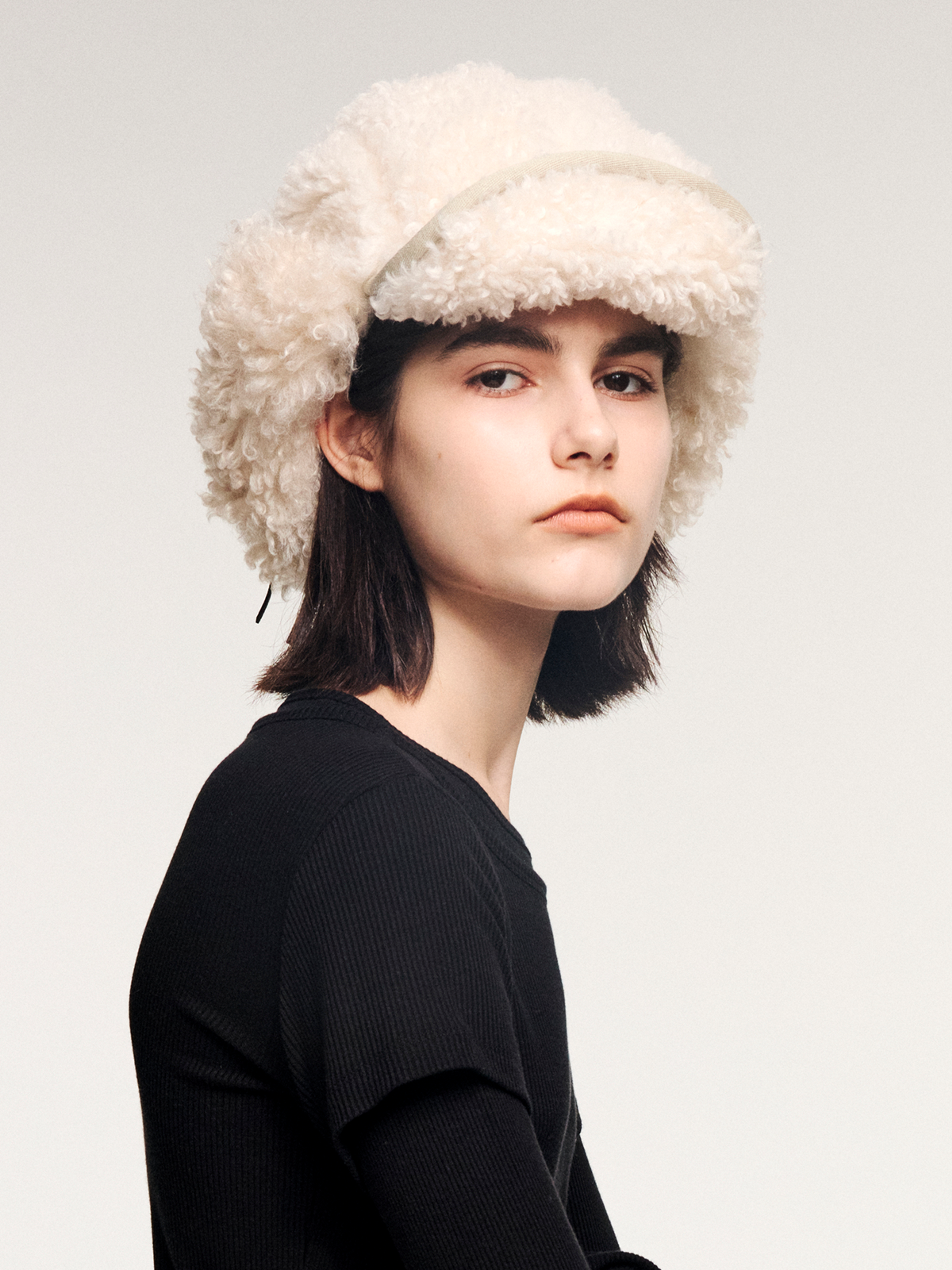 Faux fur panelled Lei Feng-style hat