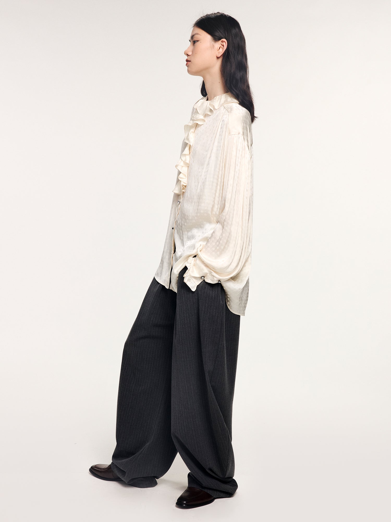 Ruffled jacquard shirt