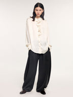 Ruffled jacquard shirt