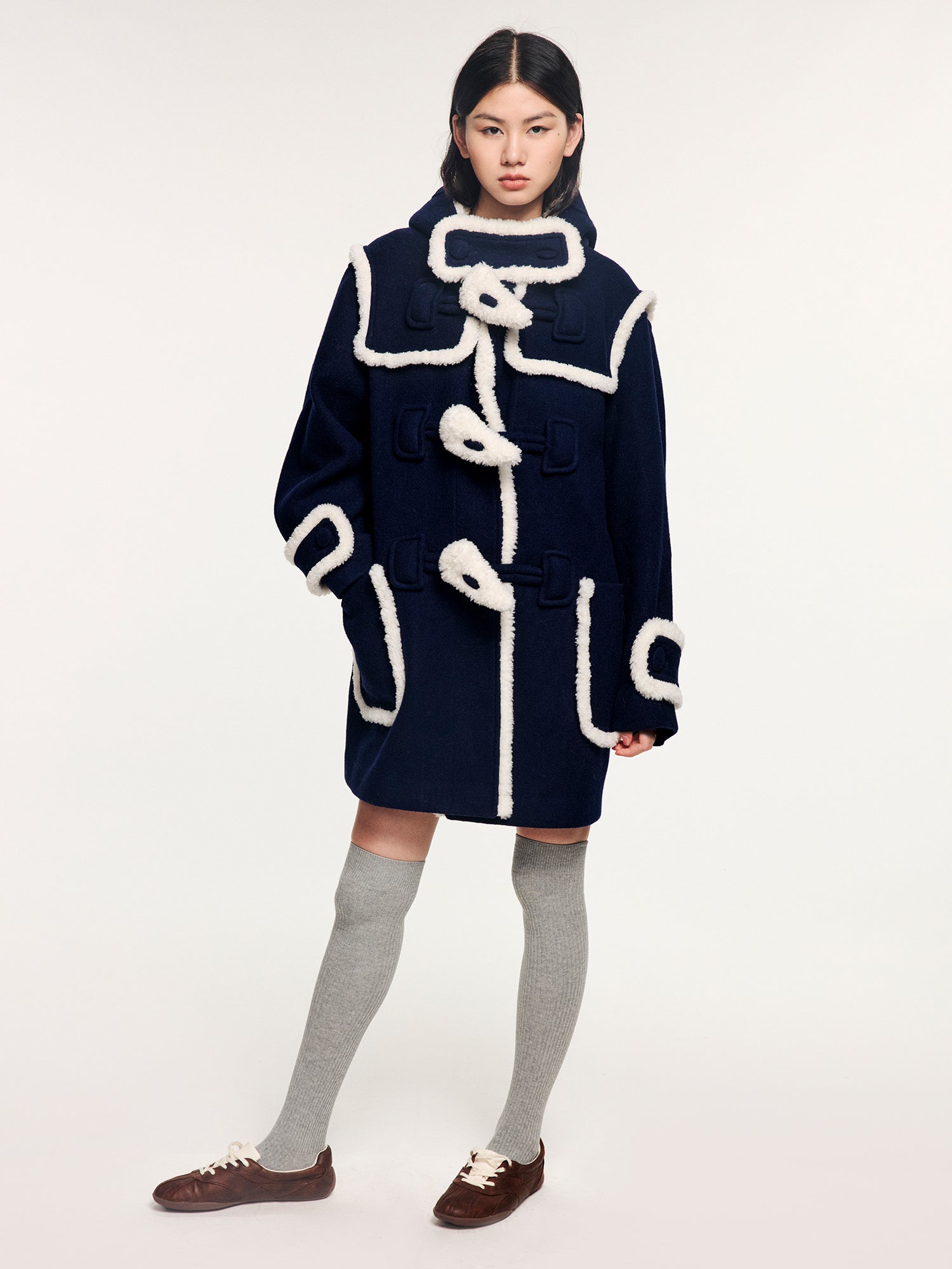 Faux fur fisherman coat