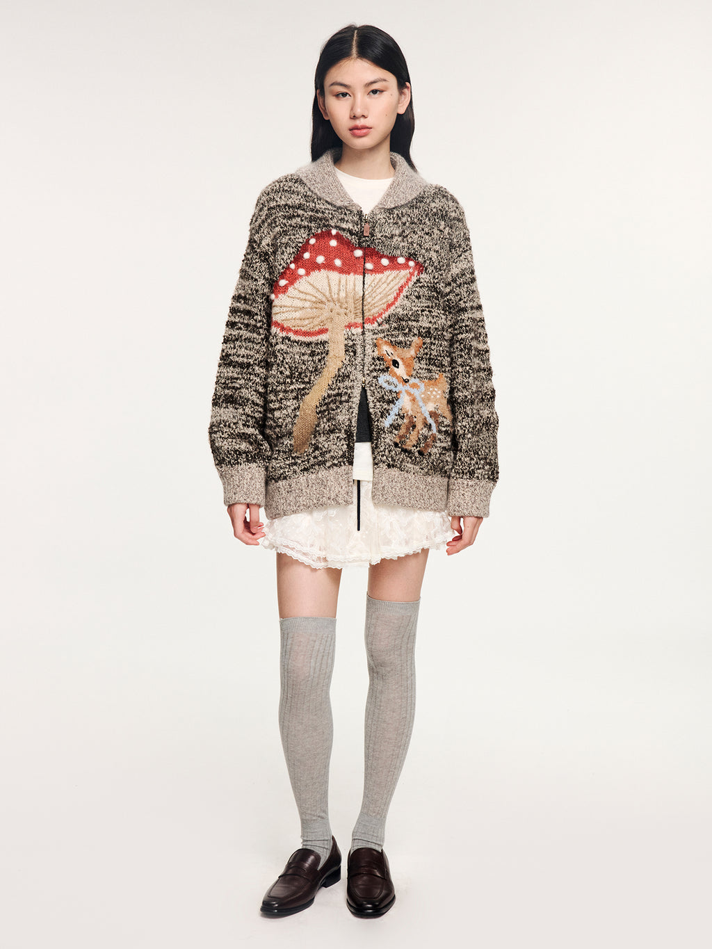 Deer elf cardigan with sleigh collar