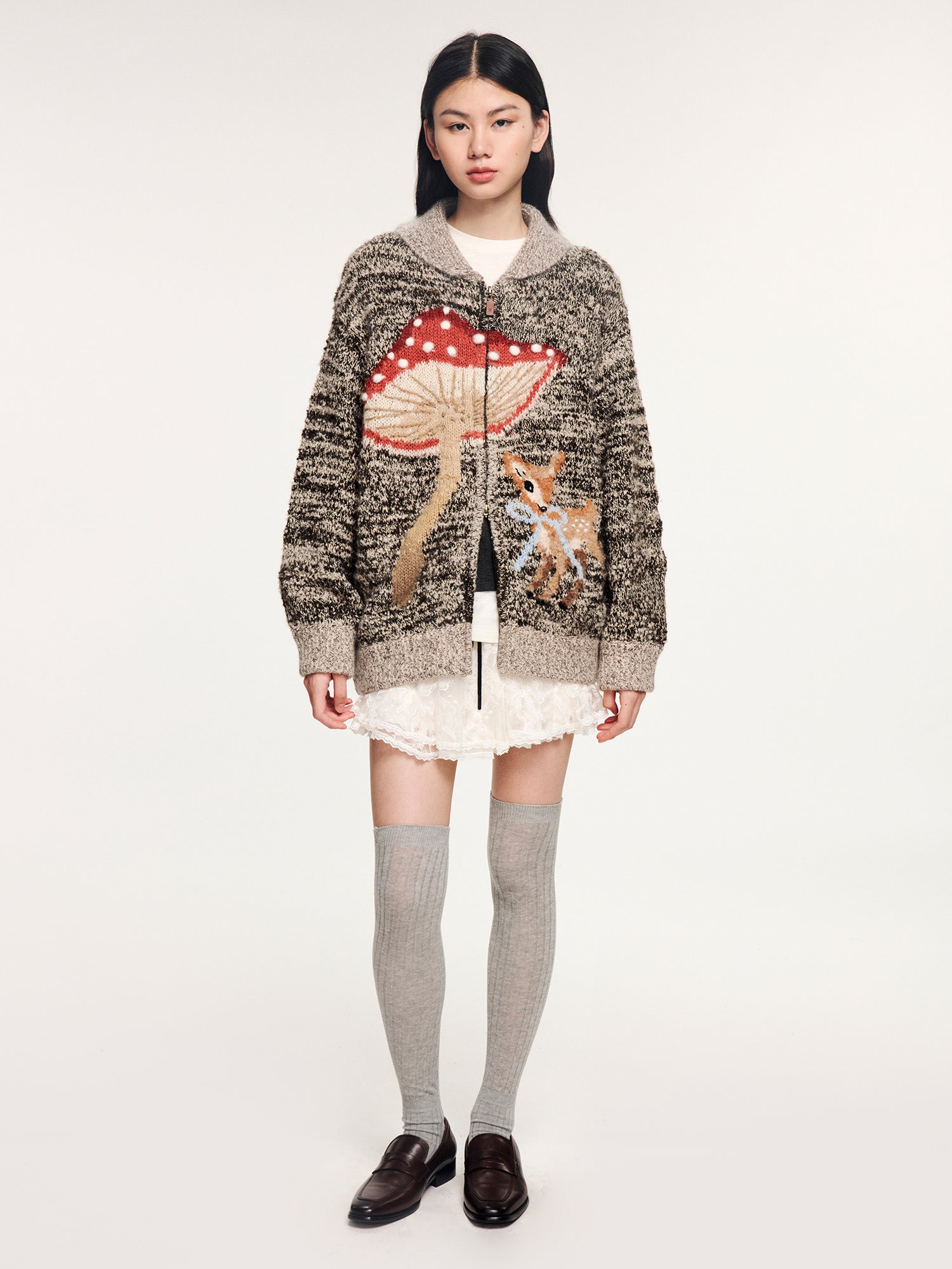 Deer elf cardigan with sleigh collar