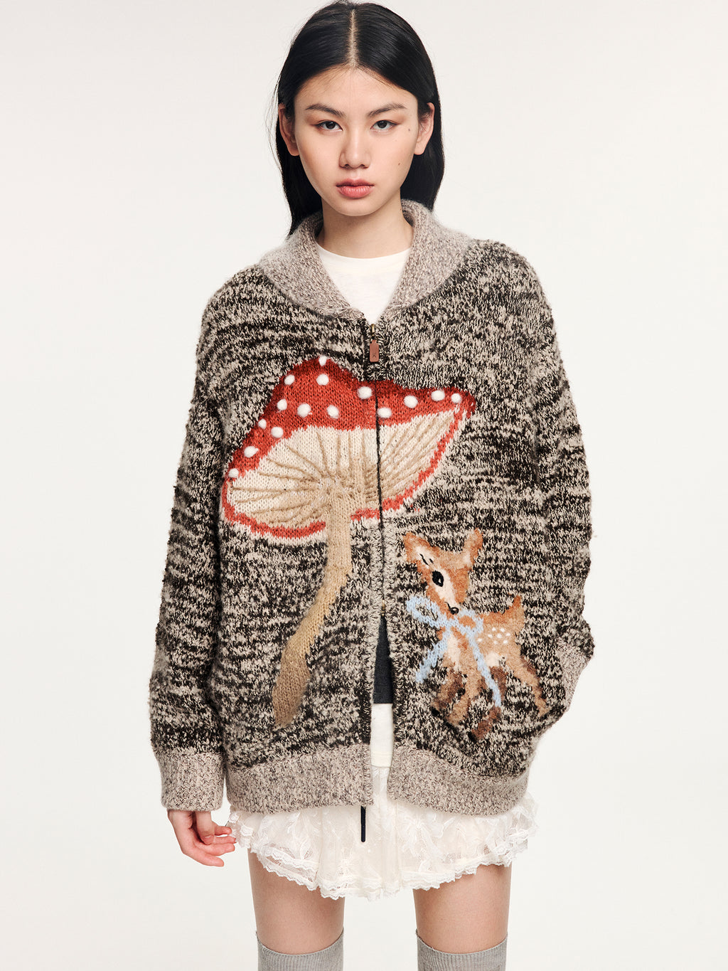 Deer elf cardigan with sleigh collar
