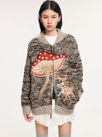 Deer elf cardigan with sleigh collar