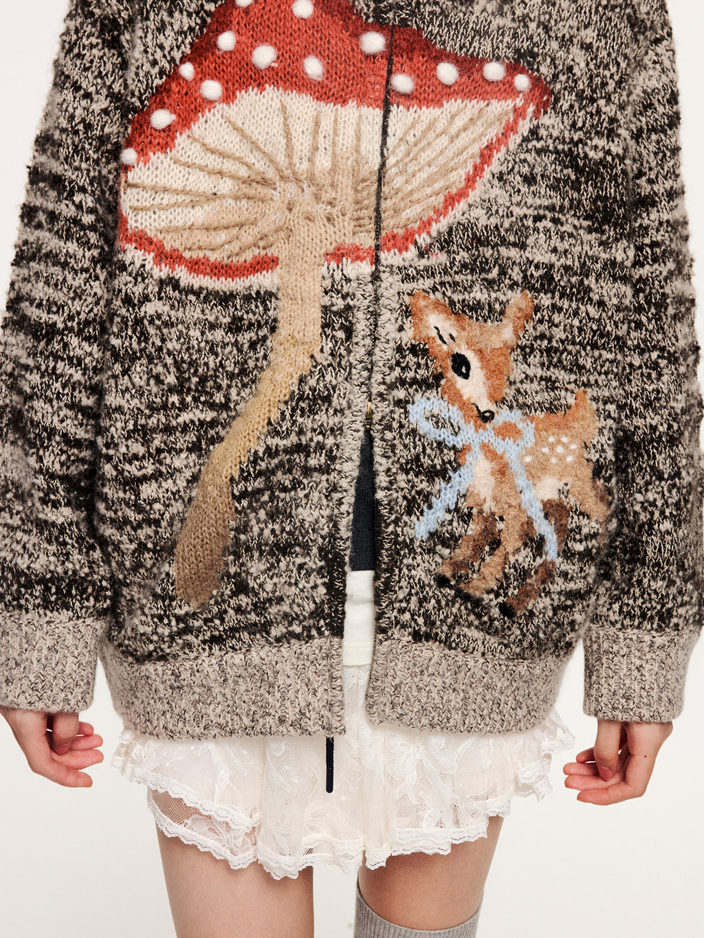 Deer elf cardigan with sleigh collar