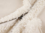 Faux fur panelled biker down jacket