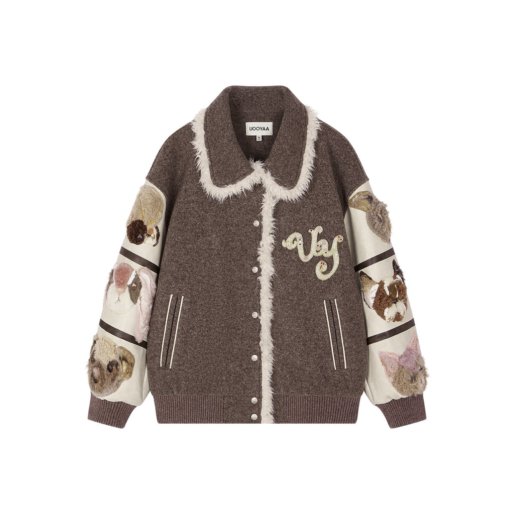 3D elf retro baseball cotton jacket