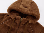 Plush hooded puffer jacket