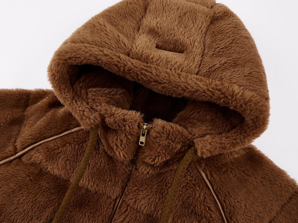 Plush hooded puffer jacket