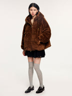 Plush hooded puffer jacket