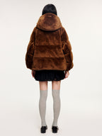 Plush hooded puffer jacket