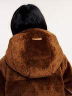 Plush hooded puffer jacket