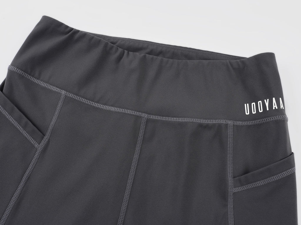 Yoga pants with faux fur sock-like cuffs