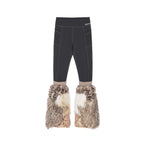 Yoga pants with faux fur sock-like cuffs