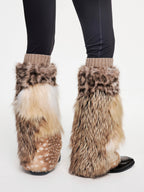Yoga pants with faux fur sock-like cuffs