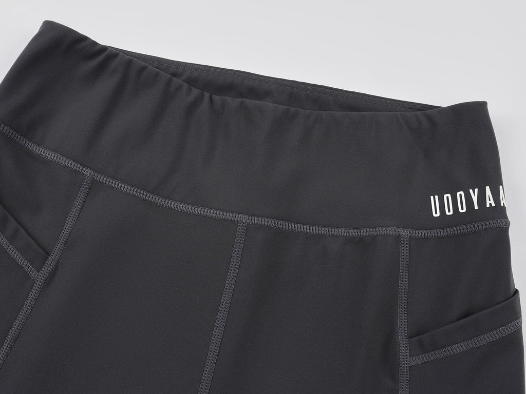 Yoga pants with faux fur sock-like cuffs