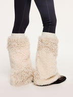Yoga pants with faux fur sock-like cuffs