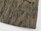 Feather denim padded jacket with ostrich leather collar