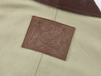 Feather denim padded jacket with ostrich leather collar