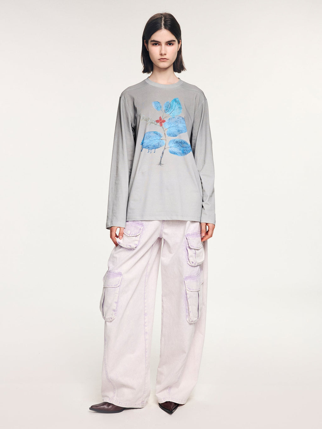 Surreal leaf print long sleeve t-shirt