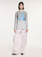Surreal leaf print long sleeve t-shirt
