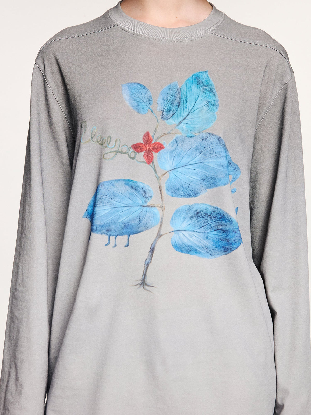 Surreal leaf print long sleeve t-shirt