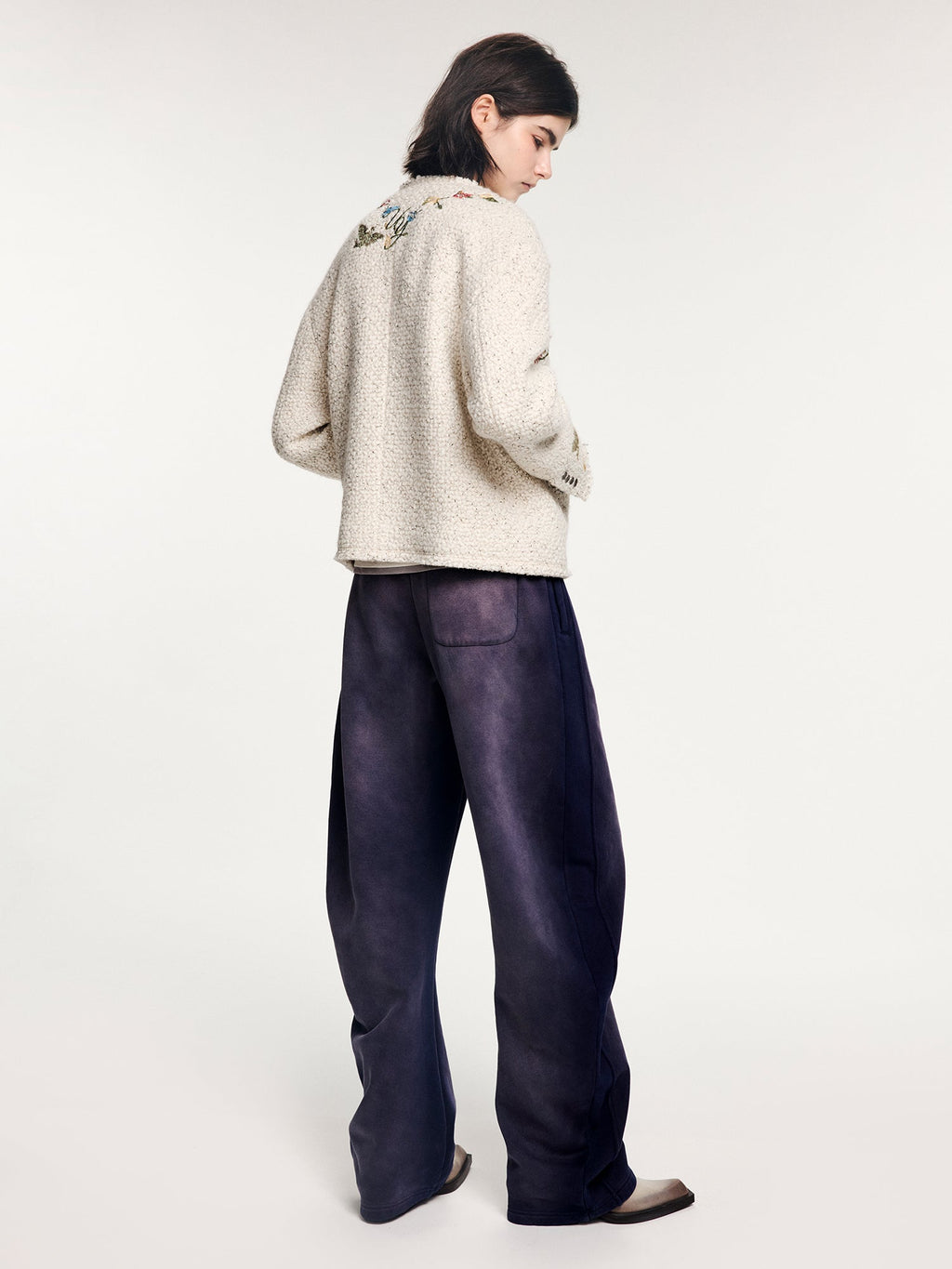 Magical garden floral embroidered tweed-style jacket
