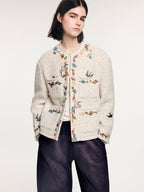 Magical garden floral embroidered tweed-style jacket