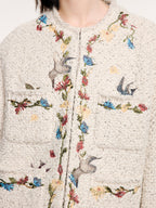 Magical garden floral embroidered tweed-style jacket