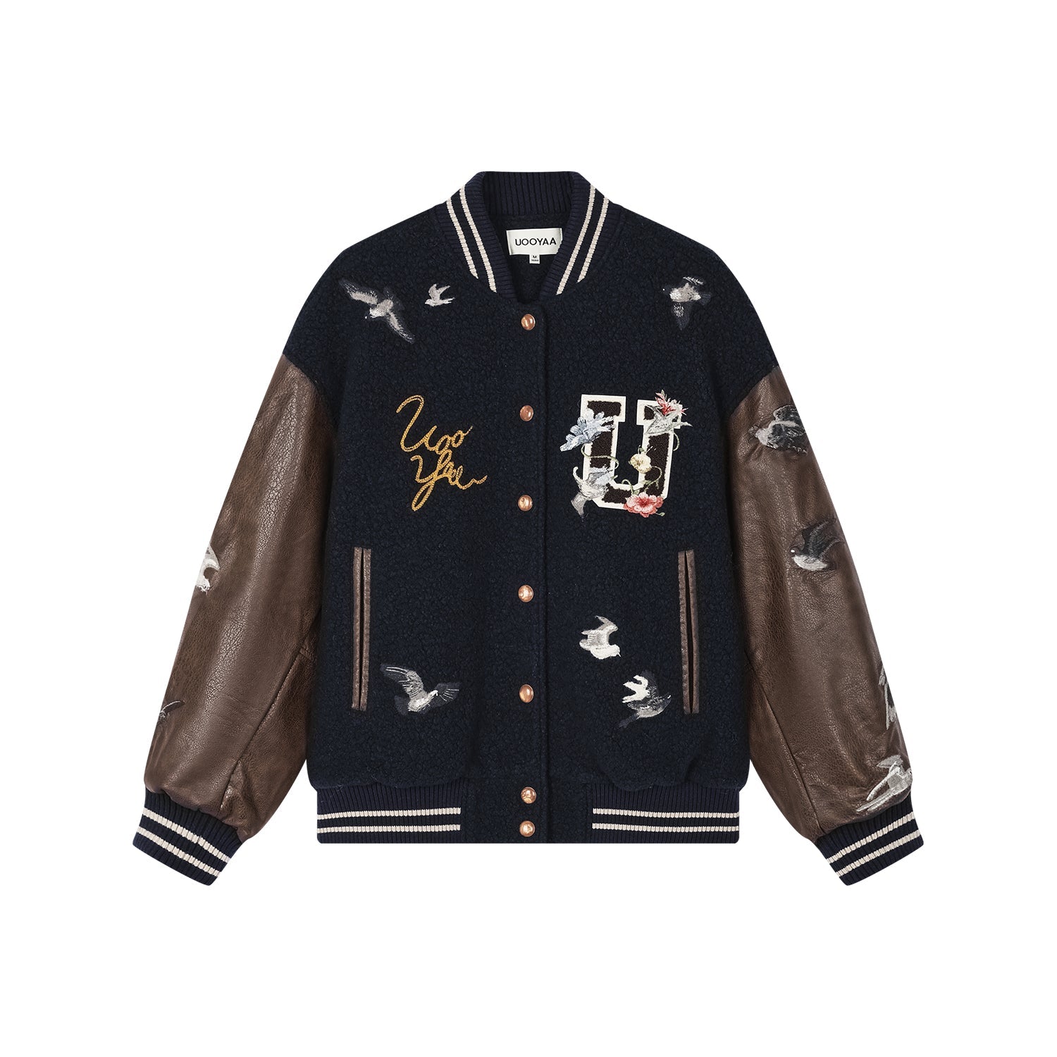 Magical garden floral embroidered baseball jacket