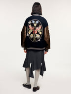 Magical garden floral embroidered baseball jacket