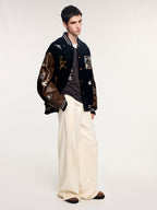 Magical garden floral embroidered baseball jacket
