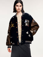 Magical garden floral embroidered baseball jacket