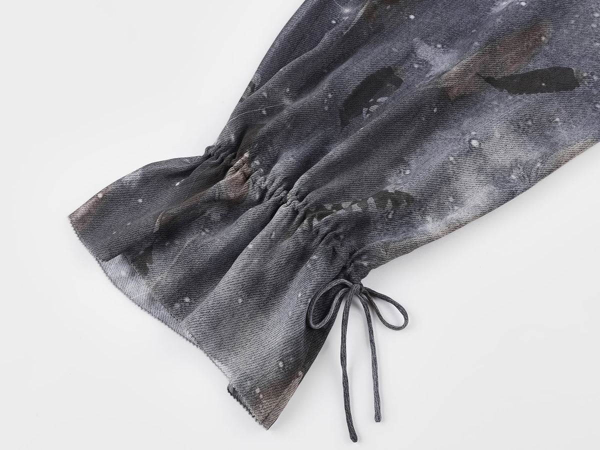 Feather ruffled collar shirt