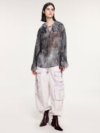 Feather ruffled collar shirt