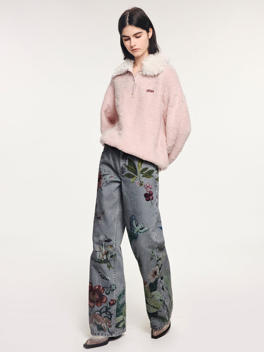 Magical garden floral flared hem jeans