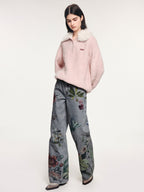 Magical garden floral flared hem jeans