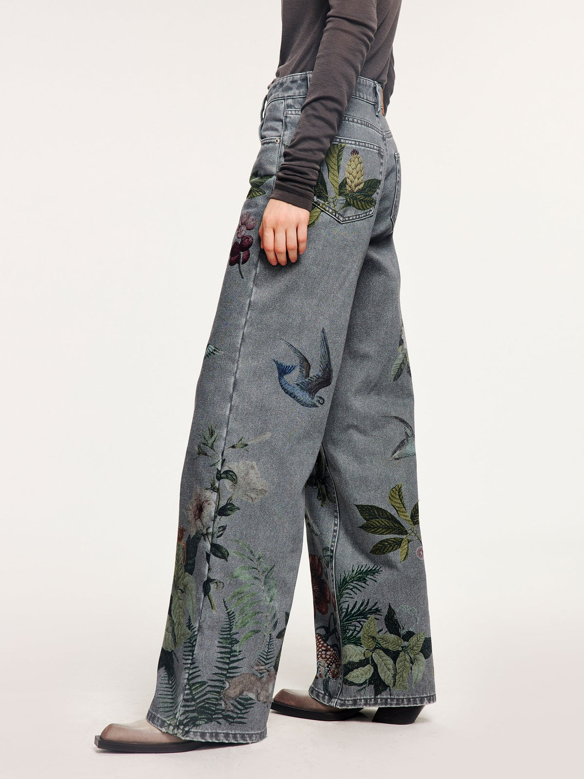 Magical garden floral flared hem jeans