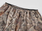 Feather & leopard ruffled hem skirt