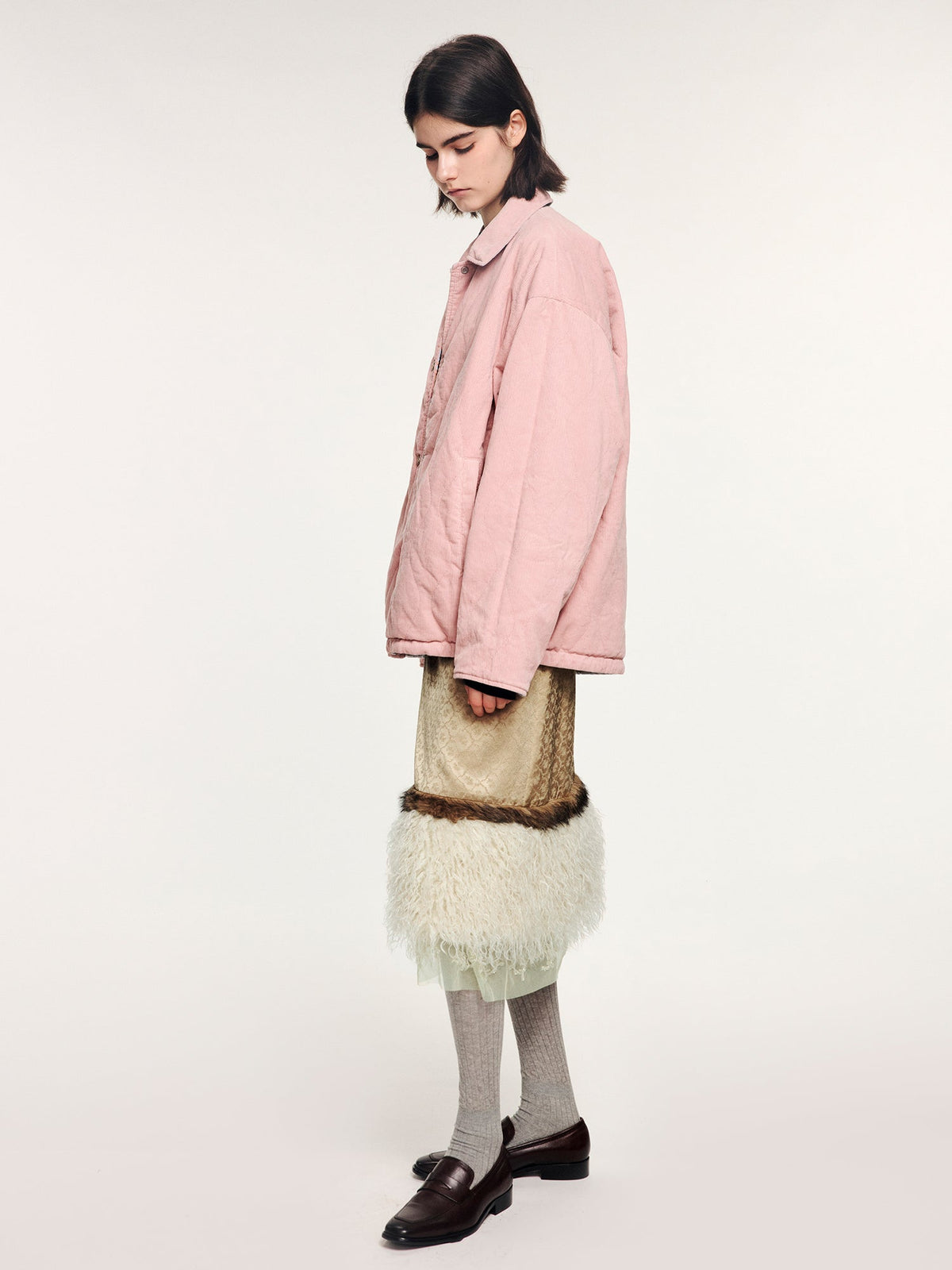 Reversible shirt-style padded jacket
