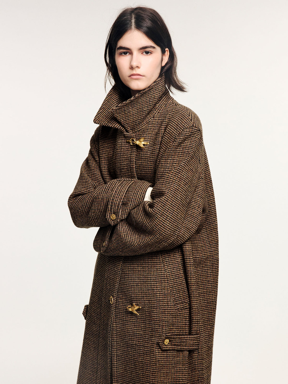Vintage bird button pure wool coat