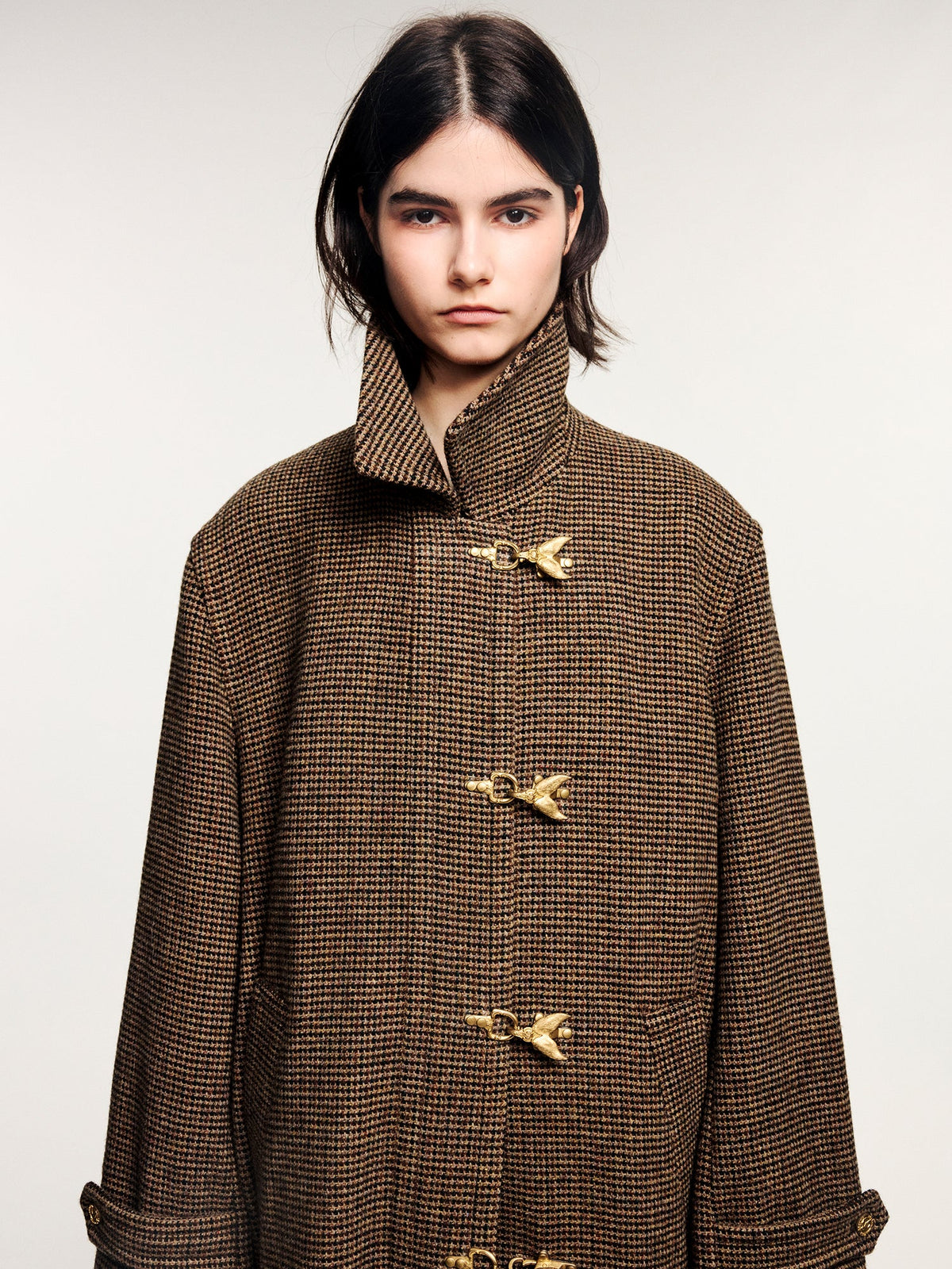Vintage bird button pure wool coat