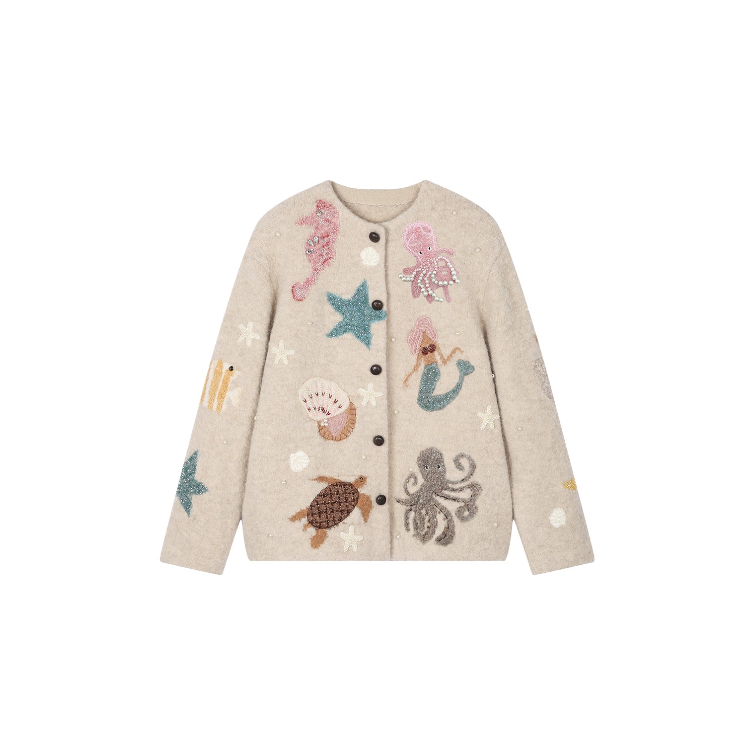 Hand-embroidered beaded fantasy undersea cardigan