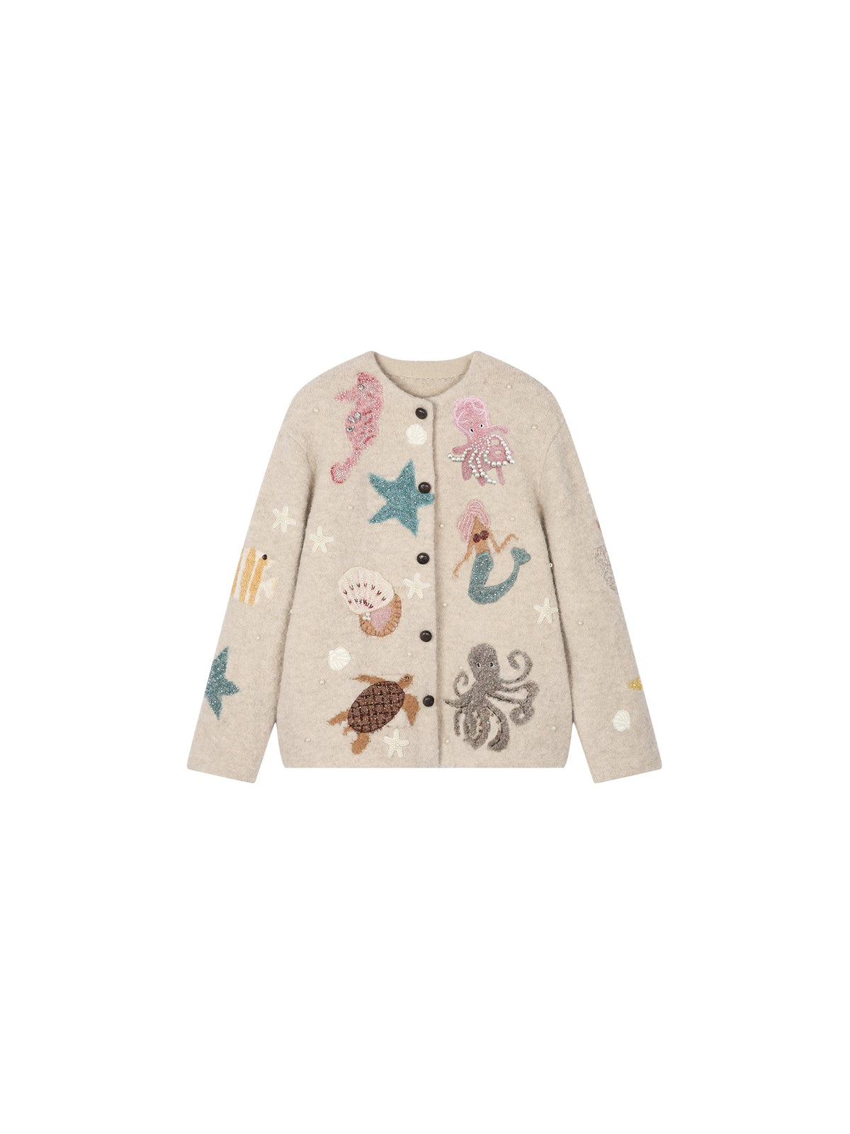 Hand-embroidered beaded fantasy undersea cardigan
