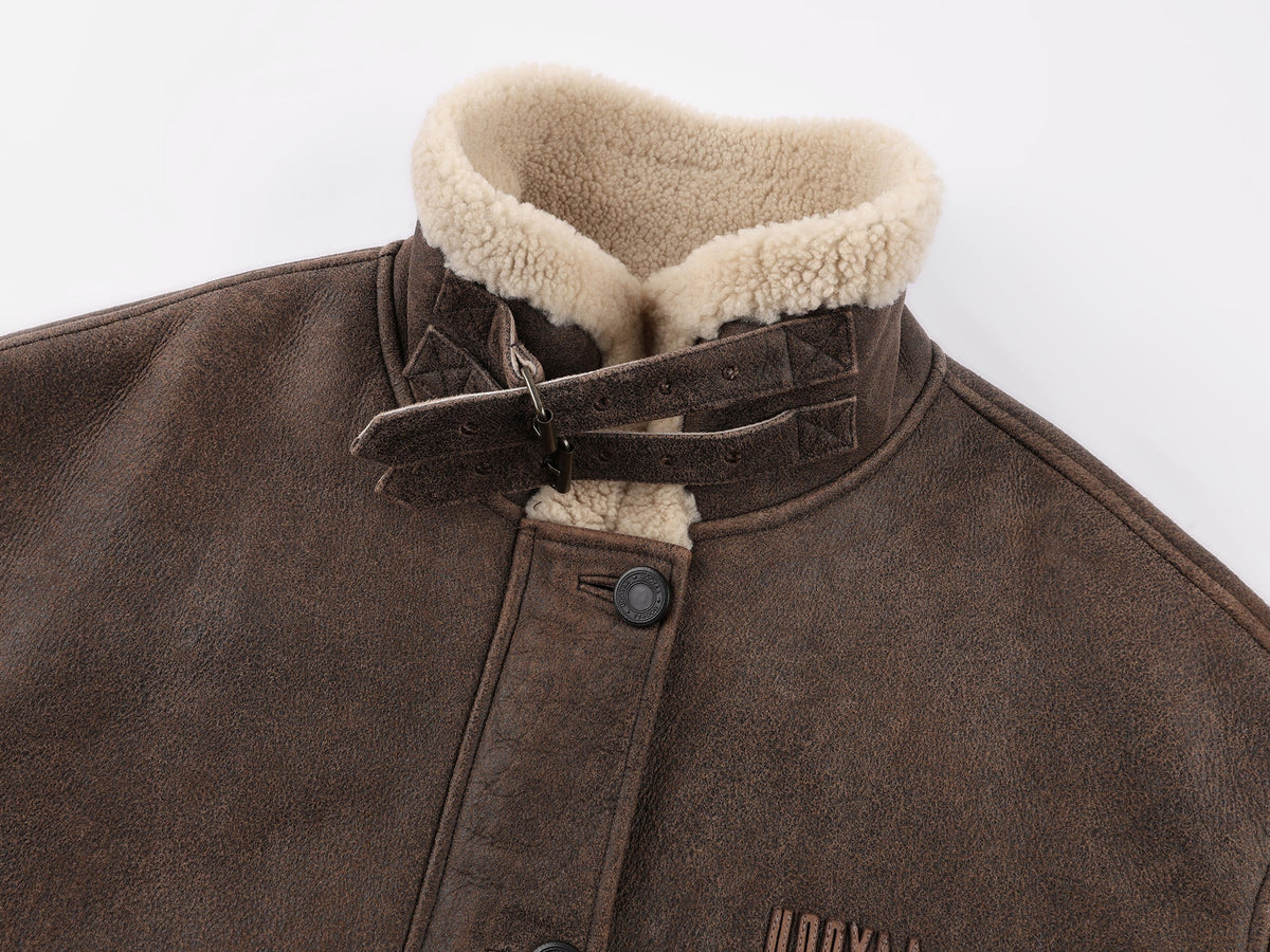 Vintage biker fur coat